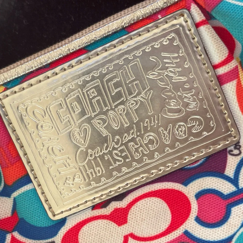 COACH - Mini Wristlet - Wallet- Vibrant Multicolor- Canvas - Picture 15 of 16